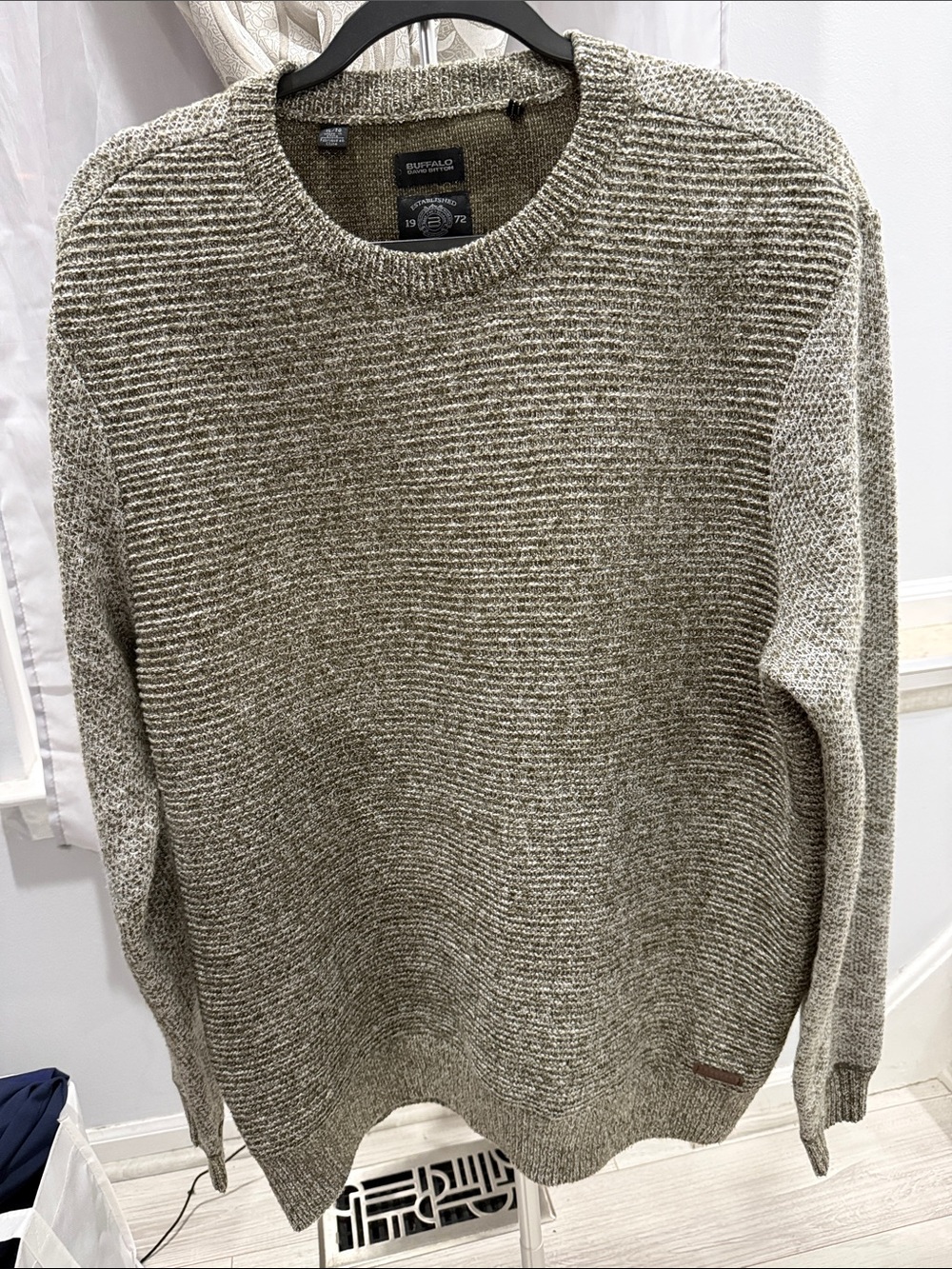 Buffalo David Bitton Men's Crewneck Sweater in Olive Heather